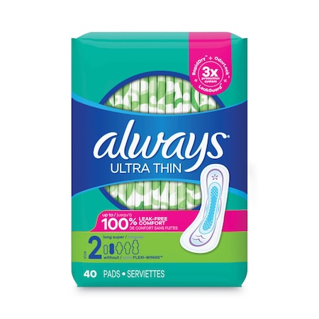 Always Ultra Thin Pads, Super Long 10 Hour, 40/Pack 59874PK